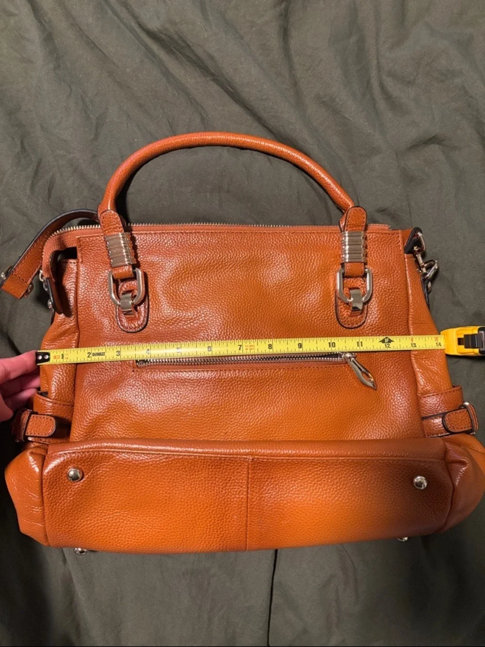 Kattee Women's Genuine Pebbled Leather Satchel Shoulder Bag Purse Brown